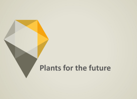 On a grey background there is written: Plants for the future